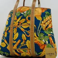 極美品✨LOEWE ロエベ キャンバス 総柄 ボタニカル柄 レトロ トートバッグ