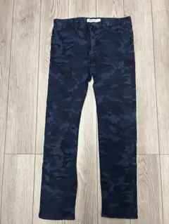 TAKEO KIKUCHI ネイビー迷彩 スリムフィットパンツ