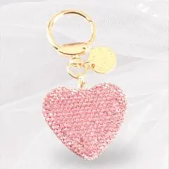 ハート キーホルダー ピンク チャーム ラインストーン キラキラ 推し活にも