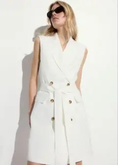 H&M エイチアンドエム リネンブレンドブレザーワンピース　ジレ　ベスト