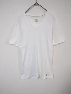 ポロラルフローレン　Tシャツ　メンズM　Vネック　白　胴体下部ポニー刺繍