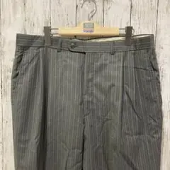 2タックスラックスウールパンツ ストライプ ビッグサイズ オーバーサイズ 古着
