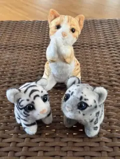 猫、ホワイトタイガー、ホワイト豹、ミニぬいぐるみ3個セット