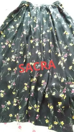 SACRA ☆可愛い花柄☆変形フレアロングスカート☆