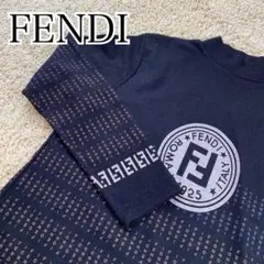FENDI フェンディ 長袖 カットソー トップス ロゴ入り 黒 薄手 希少