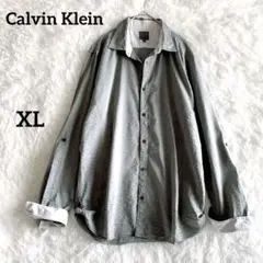 カルバン・クライン 【XL】メンズ シャツ　麻混 ストレッチ　袖ロールアップ