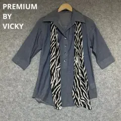 PREMIUM BY VICKY 五分袖シャツ ゼブラ柄ストール付き
