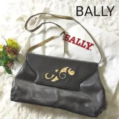 極美品 BALLY バリー レザーショルダーバッグ 肩紐パイソン 黒ブラック