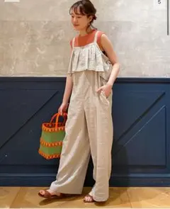 イエナ ラブークル IENA リネンフリルサロペット　ベージュ 38 イエナ ラブークル IENA リネンフリルサロペット ベージュ 38