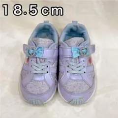 ◎瞬足 リボン付き シューズ パープル 紫 3Eワイド 18.5cm