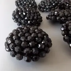 15個セット黒のビーズボタンブラックキラキラ