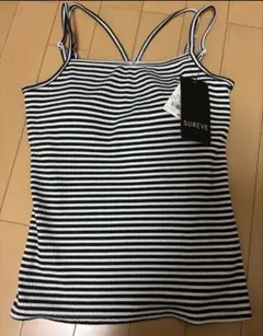 【新品】カップ取り外し可 キャミソール ブラックボーダー Mサイズ