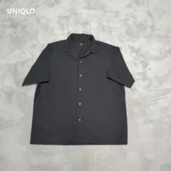 UNIQLO オープンカラーシャツ ブラック XL 455969