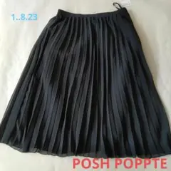 【POSH POPPTE】新品　Ｍサイズ　黒　シフォンプリーツスカート
