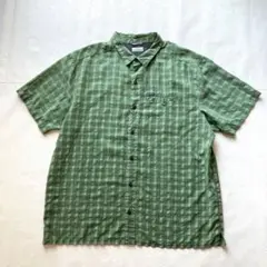 【Columbia】チェック柄 半袖シャツ ビッグサイズ XXL グリーン