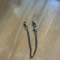 シルバー ウォレットチェーン 二重フック付き