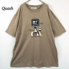 【クアッシュ】半袖Tシャツ　L　メンズ　フロントプリント　ブラウン系　春夏秋　L