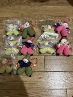 ハンドメイド【手作りぬいぐるみピエロ】チャームピエロ ストラップピエロ