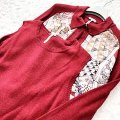 美品 HERMES エルメス カシミヤ シルク 襟付ツイルレーヌ アンサンブル