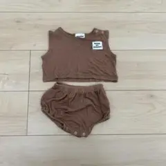 monmimiブラウン タンクトップとショートパンツセット