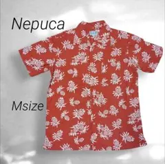 美品Nepucaネプカアロハシャツかりゆしパイナップル柄赤色
