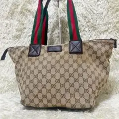 目立つ柄✨ GUCCトートバッグ シェリーライン 舟形トート キャンバス