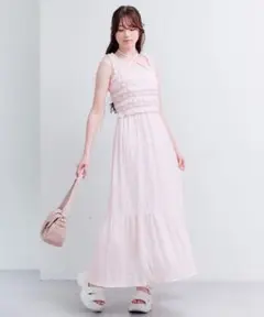 フリルシャーリングワンピース
