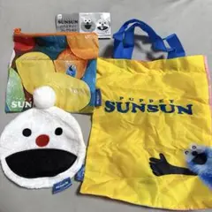 パペットスンスン ガチャ 3点セット フェイスポーチ エコバッグ