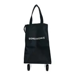 ★折りたたみ式 ショッピングカート キャリーカートブラック コンパクト　収納袋付