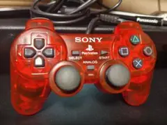 純正品 SONY プレイステーション2 コントローラー クリアレッド