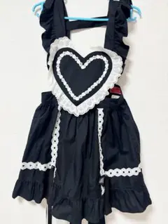 BABY♡ハートエプロン黒白♡胸元リボン無し
