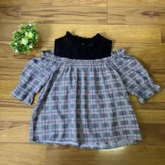 Pumpkin【M】チェック柄 オフショルダー トップス☘️おしゃれかわいい人気