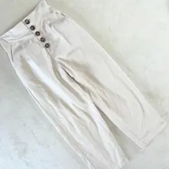 リシェグラマー ハイウエストワイドパンツ ベージュ系 Mサイズ 綿100%