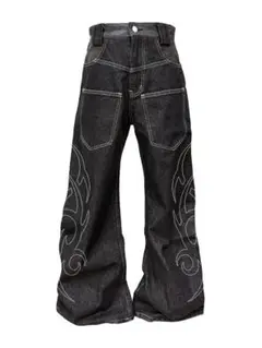 DETW Opium Gothic flare patch denim