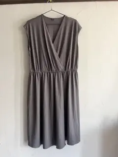 グレー ノースリーブ ラップワンピース　XL