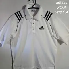 adidas ホワイト ポロシャツ ストライプ　メンズSPサイズ