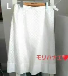 美品　試着のみ　ハナエモリ　L ホワイトレーススカート