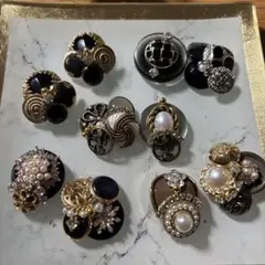 黒と金の装飾的ハンドメイドボカンカボション⑥