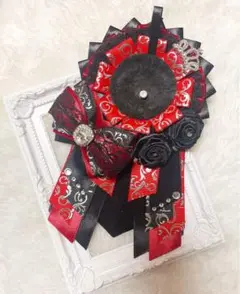 844 ハンドメイド 痛ロゼット ブラック レッド