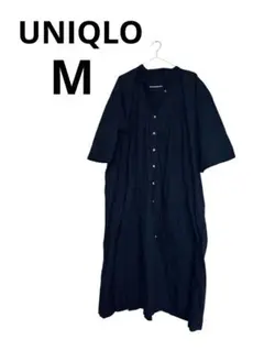 UNIQLO ブラックドルマンシャツワンピース 七分袖　M
