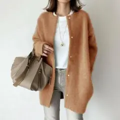 SALE!ニット ジャケット カーディガン ミドル丈 ブラウン L