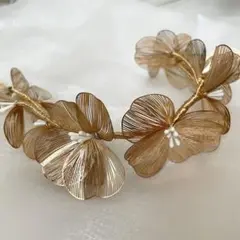 ブライダルヘッドドレス 真鍮 ゴールド フラワー ヴィンテージアクセ