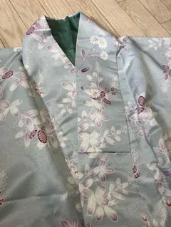 着物　小紋　袷　ポリエステル　水色　Mサイズ　ナカノヒロミチ