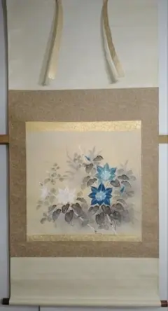 掛け軸 舟越長嘉 『 鉄線花 』 中島清堂 識箱 絹本 希少 茶道具 掛軸 美品 掛け軸 舟越長嘉 『 鉄線花 』 中島清堂 識箱 絹本 希少 茶道具