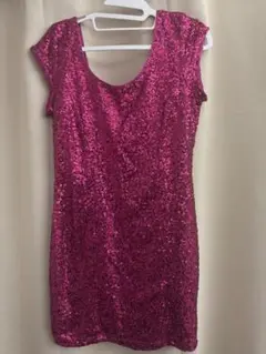 H&M ピンク スパンコール ミニワンピース
