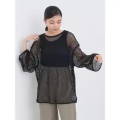 earth music&ecology アース　メッシュチュニック　ブラック