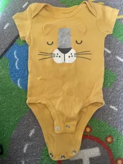 【美品】【6か月】PEKKLE ライオンプリント 半袖ロンパース 6M