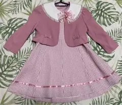 ピンク チェック柄 フォーマルドレス ジャケット付き