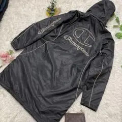 極美品 champion チャンピオン ベンチコート 黒 金 ビックロゴ メンズ