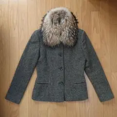 毛皮付きツイードジャケット